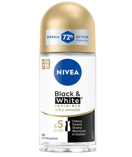 [6233005990303] NIVEA Black & White Invisible Silky Smooth Antiperspirant Roll-On for Women – 50 ml